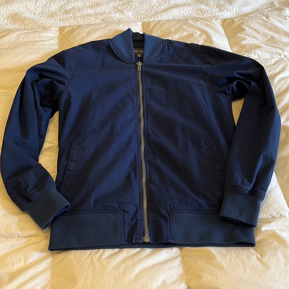 Slate and Stone bomber jacket. Dark blue. Size medium. Rarely worn!